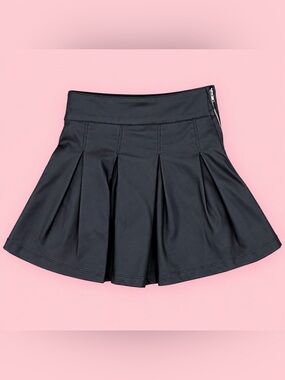 GB Girls Black Pleated A-Line Skirt Side Zip Size 6